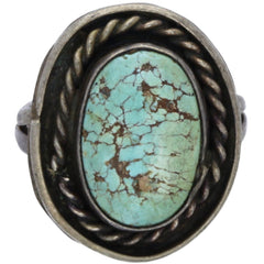 Navajo Handmade Braided Turquoise Ring - Size 9.75