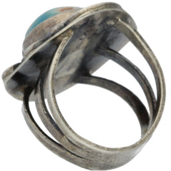 Navajo Handmade Swirl Accent Turquoise Ring - Size 7.25