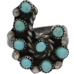 Unusual Braided Zuni Handmade Turquoise Ring - Size 5