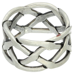 Mexican Sculpted Crosshatch Ring - Size 8.25