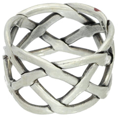 Mexican Sculpted Crosshatch Ring - Size 8.25