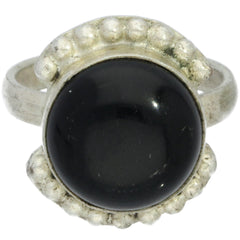 Bali Dotted Round Onyx Ring - Size 8.75