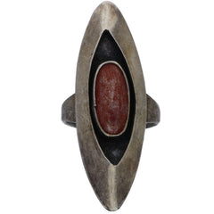 Navajo Elongated Coral Shadowbox Ring - Size 5