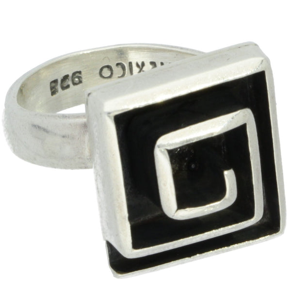 Modernist Square Spiral Adjustable Ring - Size 8