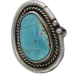 Navajo Handmade Braided Turquoise Ring - Size 5.75