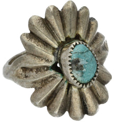 Navajo Handmade Sandcast Flower Ring - Size 8