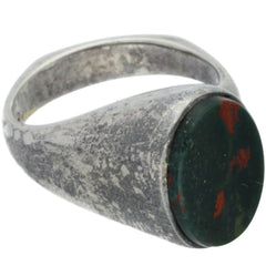 Modernist Bloodstone Cabochon Ring - Size 7.5