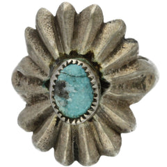 Navajo Handmade Sandcast Flower Ring - Size 8