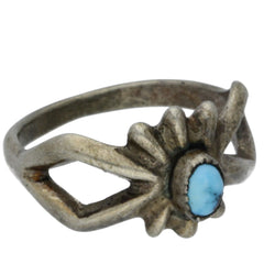 Navajo Handmade Turquoise Sandcast Ring - Size 8.5