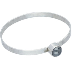 Modernist Teka Round Hematite Clasp Bangle