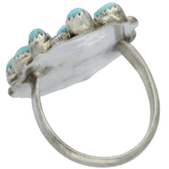 Zuni Handmade Turquoise Cluster Ring - Size 4.5