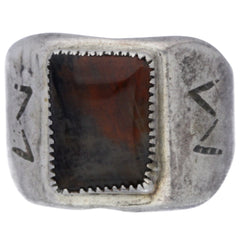 Navajo Hand-Punched Jasper Band Ring - Size 8.5