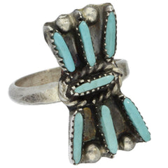 Zuni Handmade Petit Point Turquoise Ring - Size 4.5