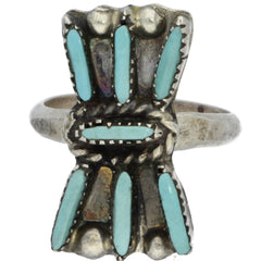 Zuni Handmade Petit Point Turquoise Ring - Size 4.5