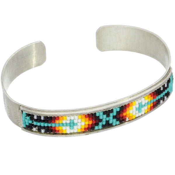 Navajo Handmade Beaded Inlay Cuff