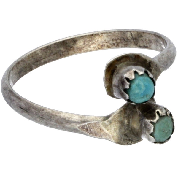 Zuni Handmade Turquoise Bypass Ring - Size 4.5