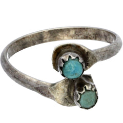 Zuni Handmade Turquoise Bypass Ring - Size 4.5