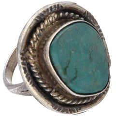 Navajo Handmade Braided Turquoise Ring - Size 5.5