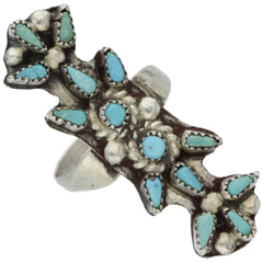 Zuni Handmade Elongated Petit Point Turquoise Ring - Size 6