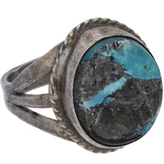 Navajo Handmade Braided Turquoise Ring - Size 6.75