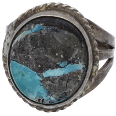 Navajo Handmade Braided Turquoise Ring - Size 6.75