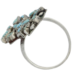 Zuni Handmade Elongated Petit Point Turquoise Ring - Size 6