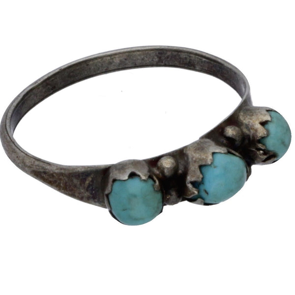 Zuni Handmade Turquoise Snake Eye Midi Ring - Size 4.5