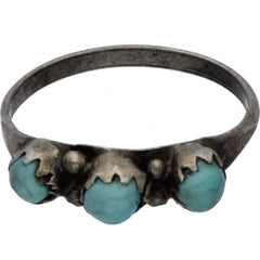 Zuni Handmade Turquoise Snake Eye Midi Ring - Size 4.5