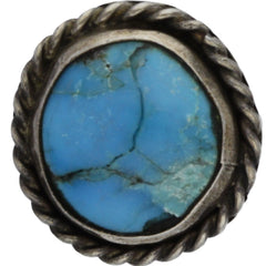 Navajo Handmade Braided Circle Turquoise Ring - Size 4.5