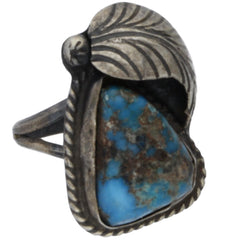 Navajo Braided Turquoise Leaf Ring - Size 5.75