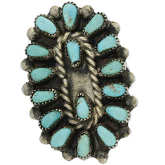 Zuni Handmade Turquoise Cluster Ring - Size 6.25