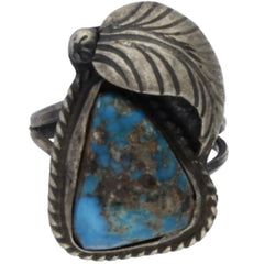 Navajo Braided Turquoise Leaf Ring - Size 5.75