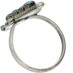 Zuni Handmade Elongated Snake Eye Turquoise Ring - Size 5.75