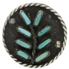 Zuni Handmade Braided Petit Point Turquoise Leaf Ring - Size 4.25