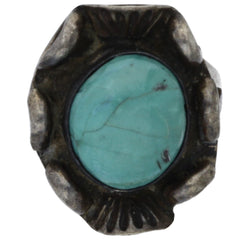 Navajo Handmade Embellished Turquoise Ring - Size 5.25