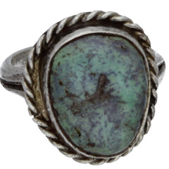 Navajo Handmade Braided Turquoise Ring - Size 4