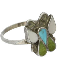 Zuni Handmade Turquoise & MOP Inlay Butterfly Ring - Size 6.5