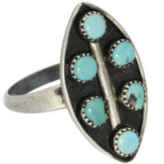 Zuni Handmade Snake Eye Turquoise Ring - Size 9