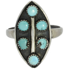 Zuni Handmade Snake Eye Turquoise Ring - Size 9