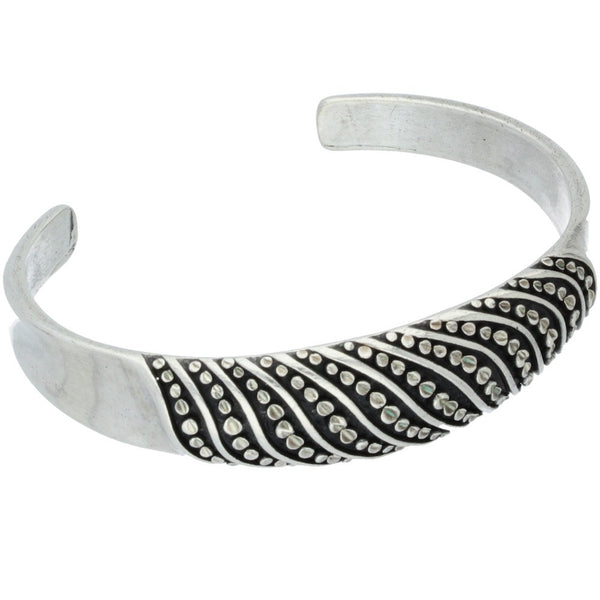 Silver Cloud Wavy Dotted Overlay Cuff Bracelet