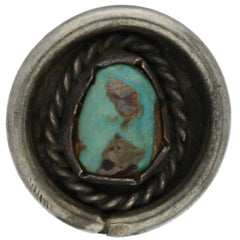 Navajo Handmade Braided Turquoise Shadowbox Ring - Size 6.5