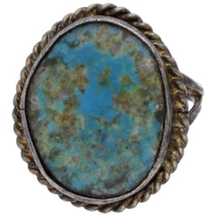 Navajo Handmade Braided Turquoise Ring - Size 8