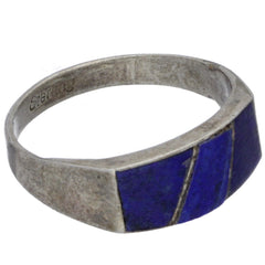 Navajo Handmade Lapis Lazuli Inlay Band Ring - Size 7.25