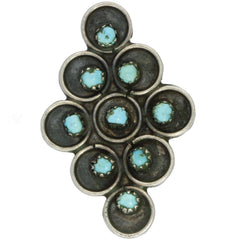 Zuni Handmade Elongated Snake Eye Turquoise Ring - Size 5.75