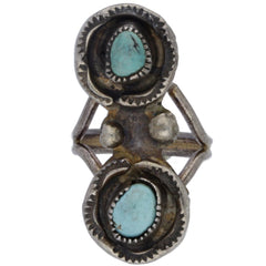 Navajo Handmade Elongated Stacked Turquoise Midi Ring - Size 3.5