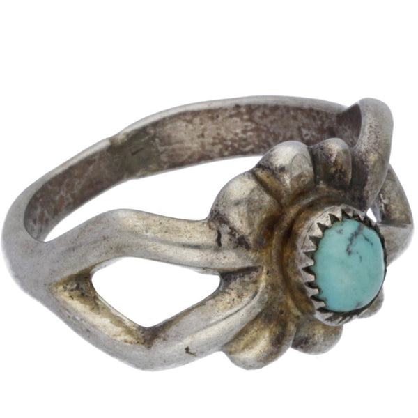 Navajo Sandcast Turquoise Ring - Size 6.75