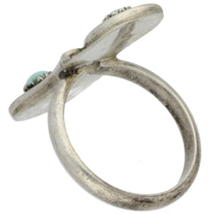 Zuni Handmade Elongated Snake Eye Turquoise Midi Ring - Size 3.5