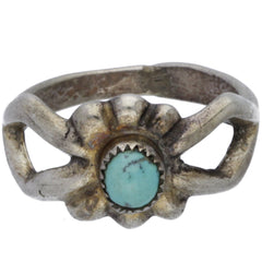 Navajo Sandcast Turquoise Ring - Size 6.75