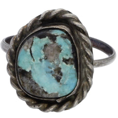 Navajo Handmade Braided Turquoise Midi Ring - Size 4