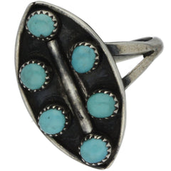 Zuni Handmade Snake Eye Turquoise Ring - Size 8.25